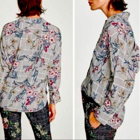 ā£ļøSOLDā£ļø Zara Basic Floral āPied de Pouleā Blouse - Picture 2 of 7
